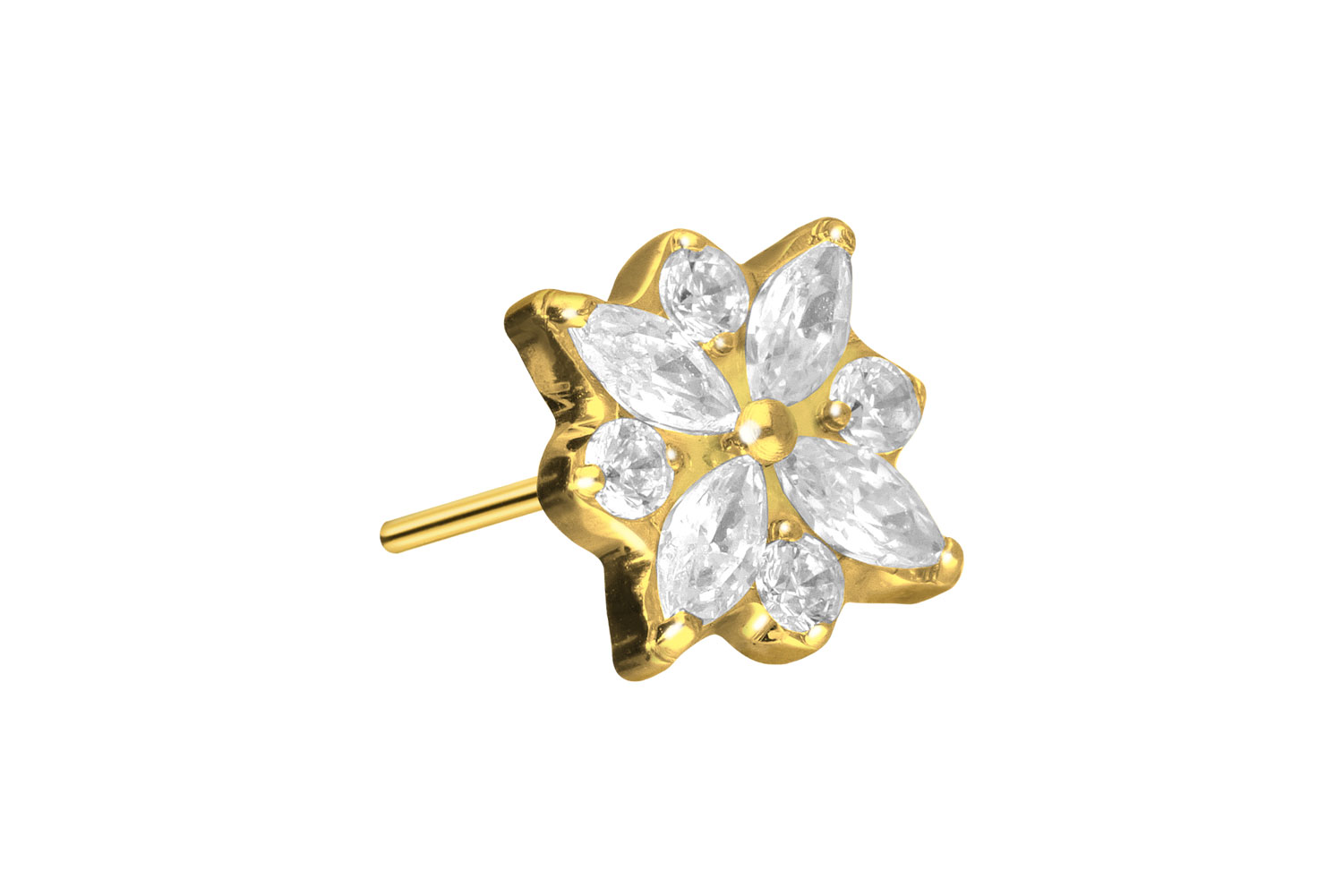 Titan Aufsatz mit Push Pin KRISTALLBLUME von Piercingline